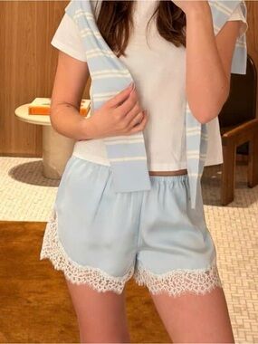 Aritzia Whimsy Satin Short Medium Glimmer/IT birch Blue